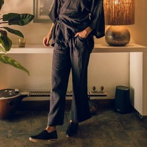 NWT oddbird handwoven Turkish cotton linen black pants kardeş loungewear XS